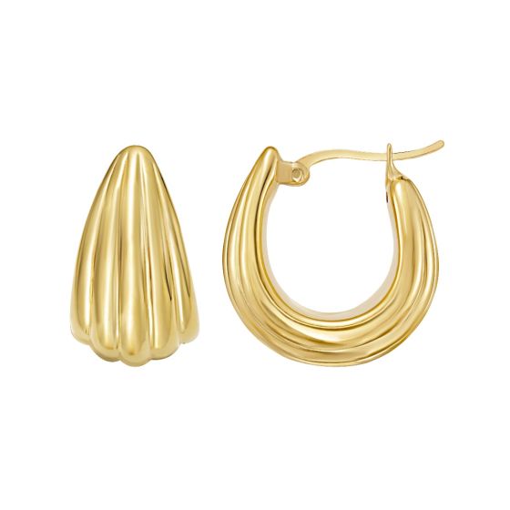 Gold Over Silver Scalloped Hoop Earring 