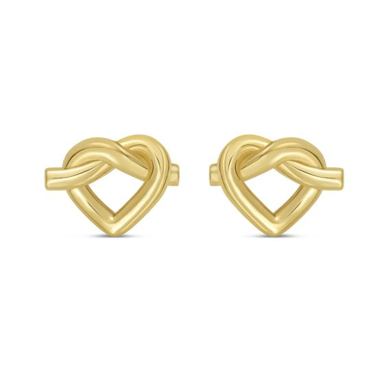 Gold Over Silver Open Heart Knot Earring