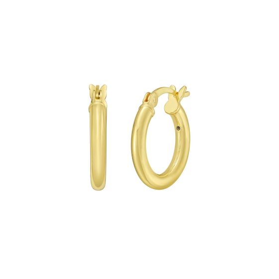 Gold Over Silver 2x10mm Hoop Earring
