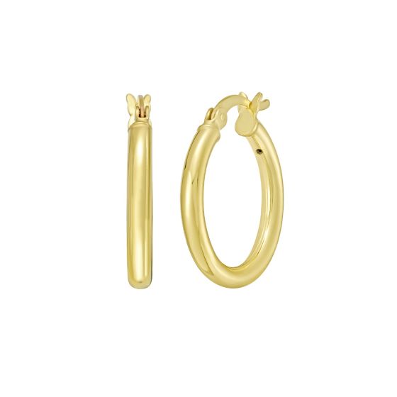 Gold Over Silver 2x15mm Hoop Earring