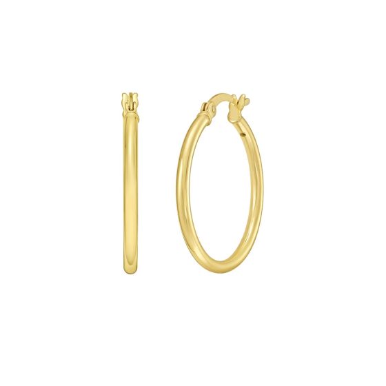 Gold Over Silver 2x20mm Hoop Earring