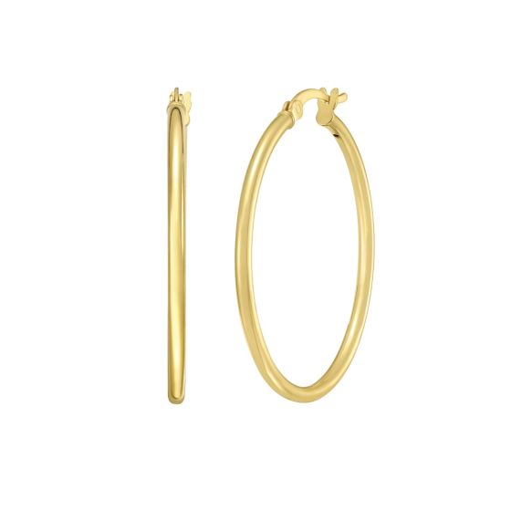 Gold Over Silver 2x30mm Hoop Earring