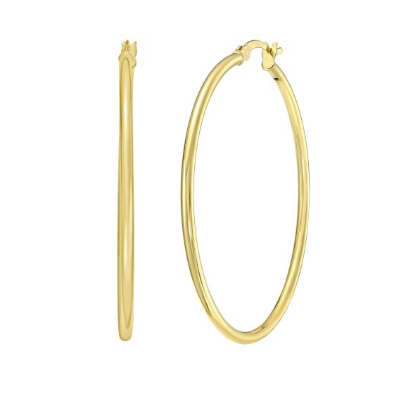 Gold Over Silver 2x40mm Hoop Earring