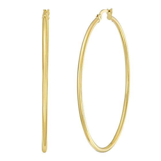 Gold Over Silver 2x50mm Hoop Earring