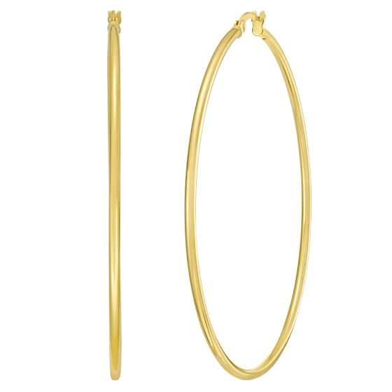Gold Over Silver 2x60mm Hoop Earring