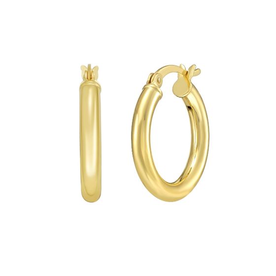 Gold Over Silver 3x15mm Hoop Earring