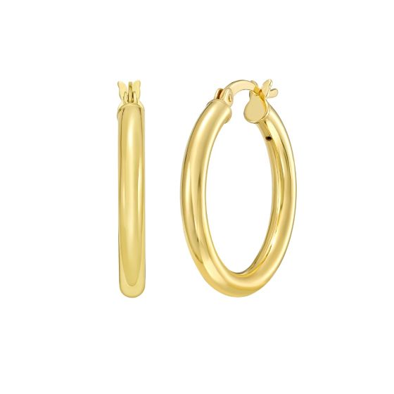 Gold Over Silver 3x20mm Hoop Earring