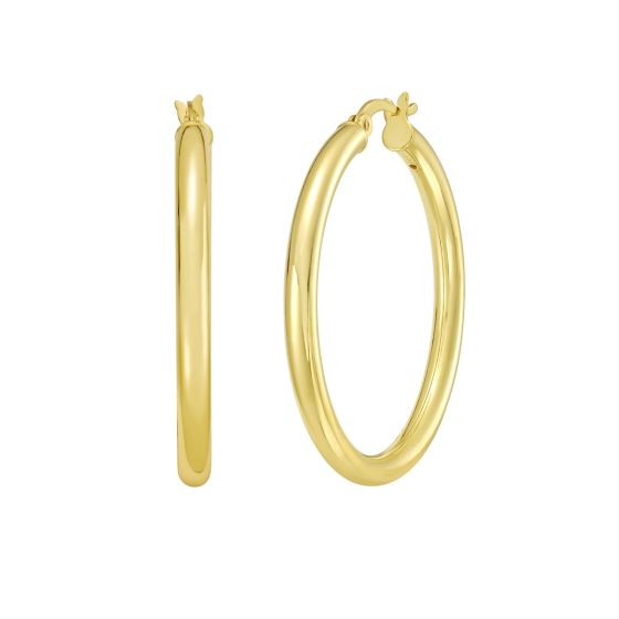 Gold Over Silver 3x30mm Hoop Earring