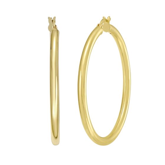 Gold Over Silver 3x40mm Hoop Earring