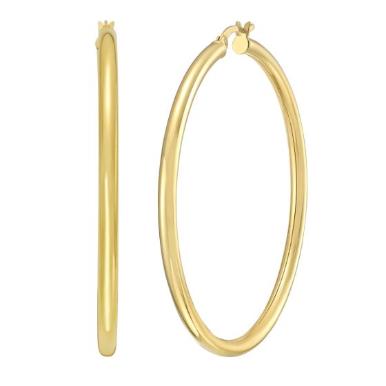 Gold Over Silver 3x50mm Hoop Earring