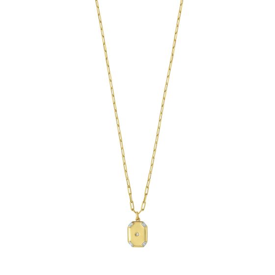 Gold Over Silver Octagonal Star Locket Necklace