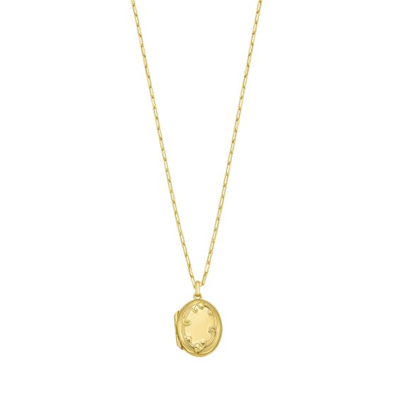 Gold Over Silver Oval Vine Locket Necklace