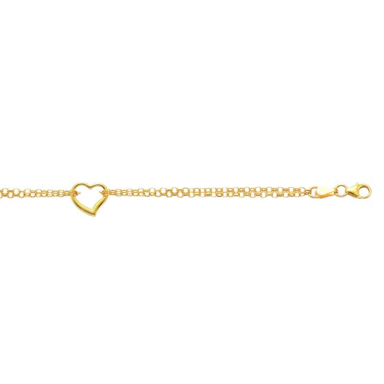 14K Gold Open Heart Anklet