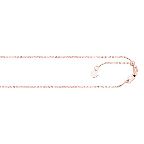 14K Gold 1.1mm Adjustable Diamond Cut Cable Chain