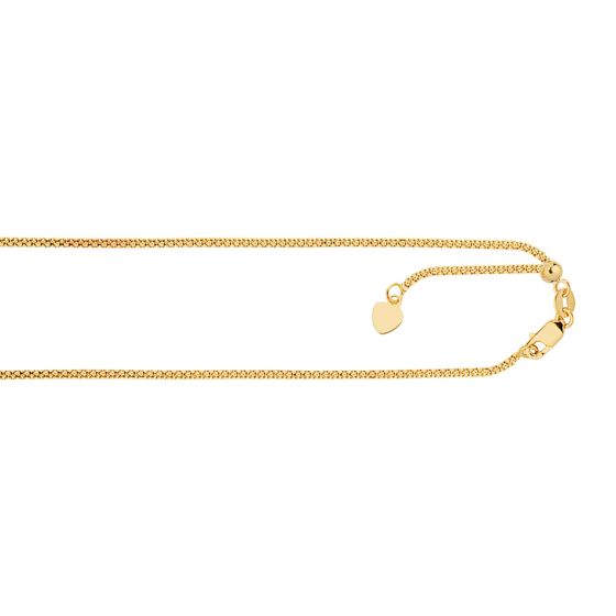 14K Gold 1.3mm Adjustable Popcorn Chain 