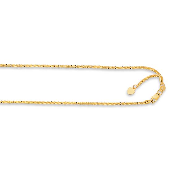 14K Gold 1.2mm Adjustable Sparkle Chain