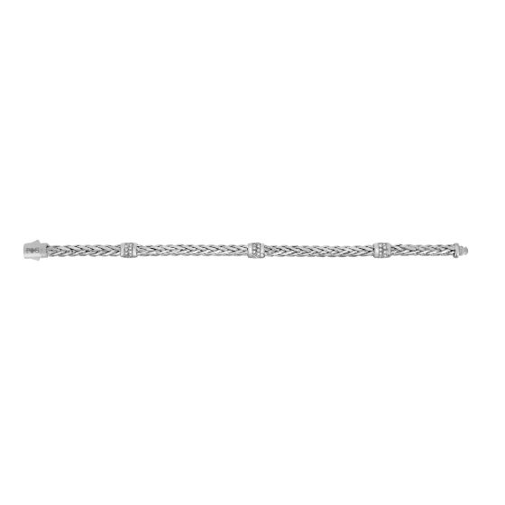 14K Gold Woven Diamond Station Bracelet
