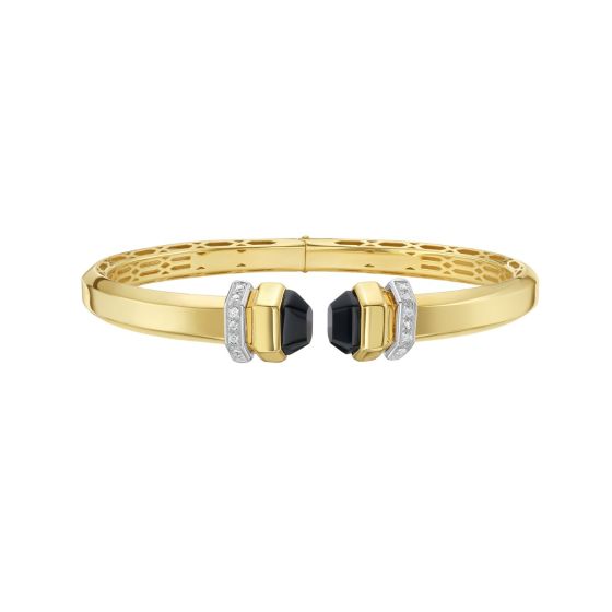 14K Black Pyramid Art Deco Cuff