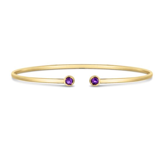 14K Amethyst Open Cuff Bangle