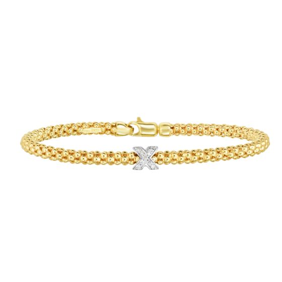 14K Gold Prosecco Diamond Mini "X" Cuff