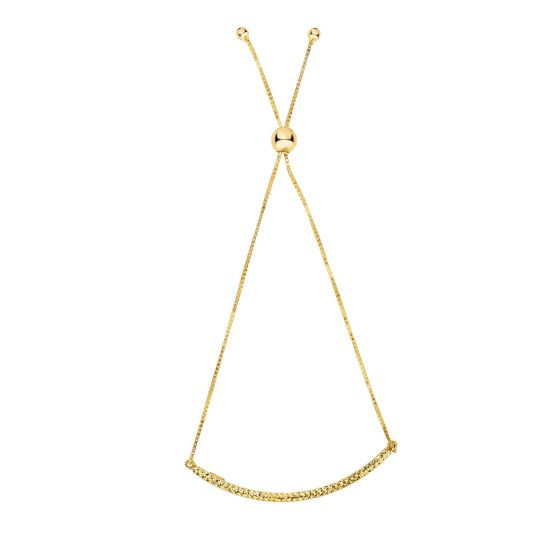 14K Gold Curved Bar Friendship Bracelet