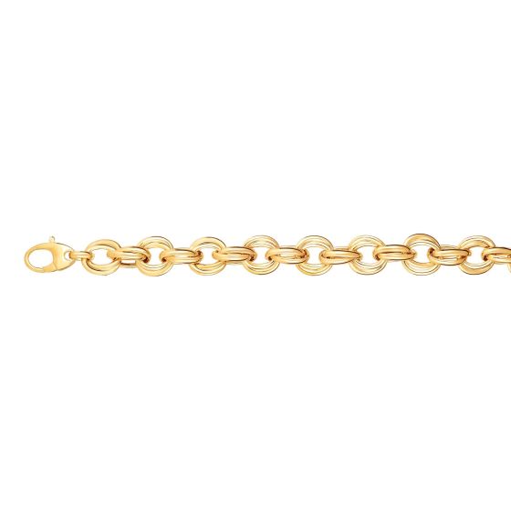 14K Gold Round Double Link Bracelet