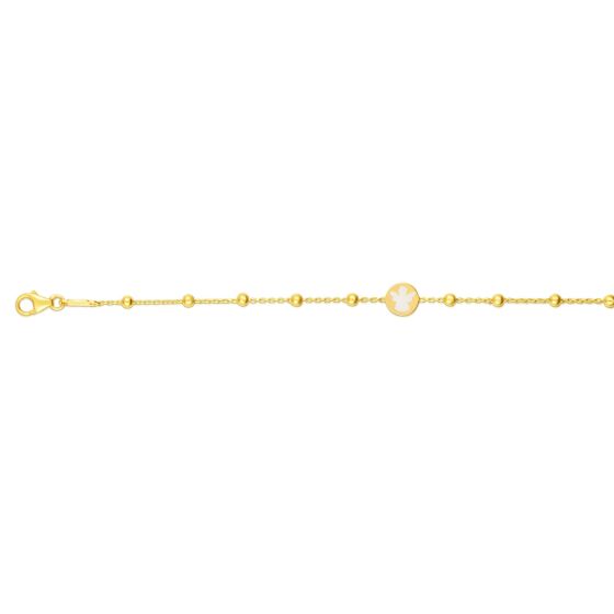 14K Gold Angel and Bead Bracelet