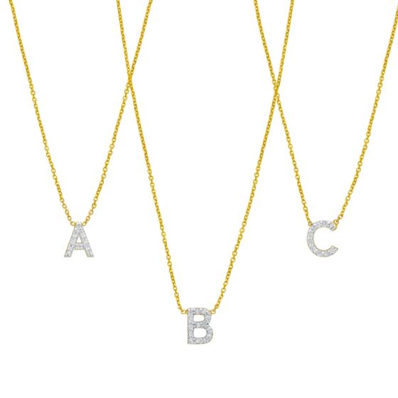 14K Mini Diamond Initial - ALL LETTERS