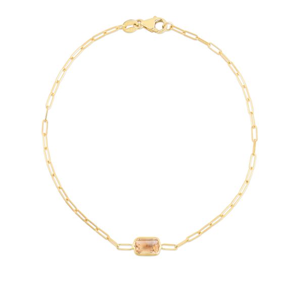14K Citrine Paperclip Bracelet