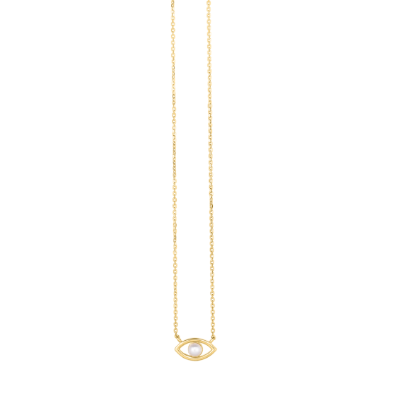 14K Pearl Evil Eye Necklace