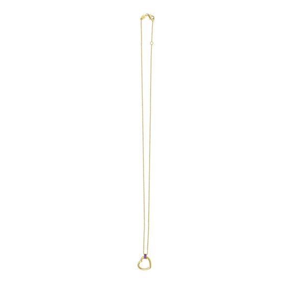 14K Baguette Gemstone Heart Necklace