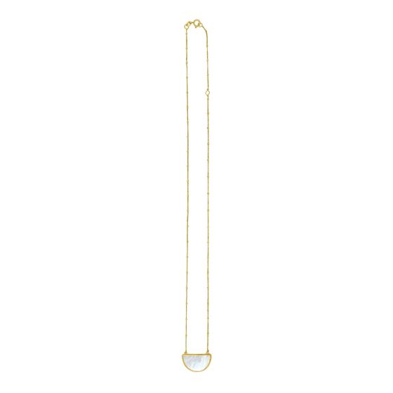 14K MOP Geometric Half Moon Necklace