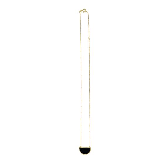 14K Onyx Geometric Half Moon Necklace