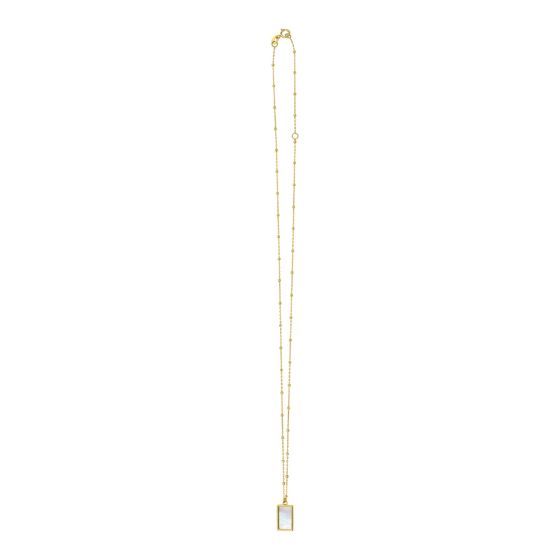 14K MOP Geometric Gem Rectangle Necklace