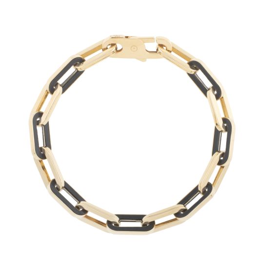 14K Onyx Paperclip Gem Link Bracelet