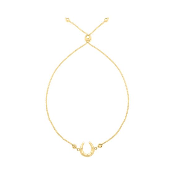 14K Adjustable Horseshoe Bolo Bracelet