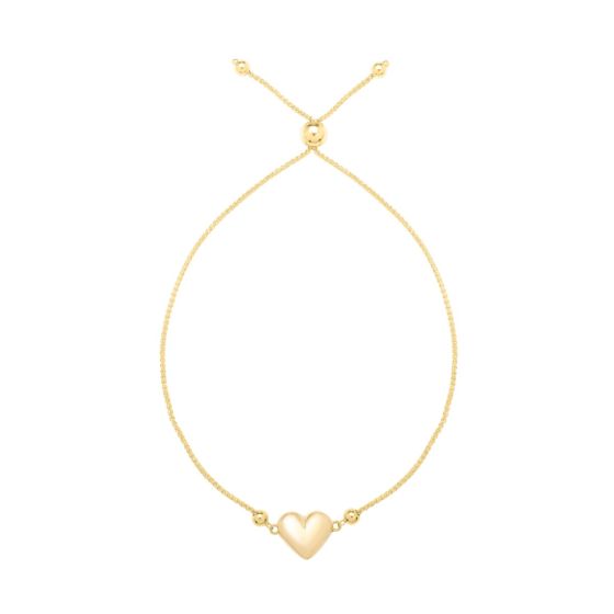 14K Adjustable Heart Bolo Bracelet