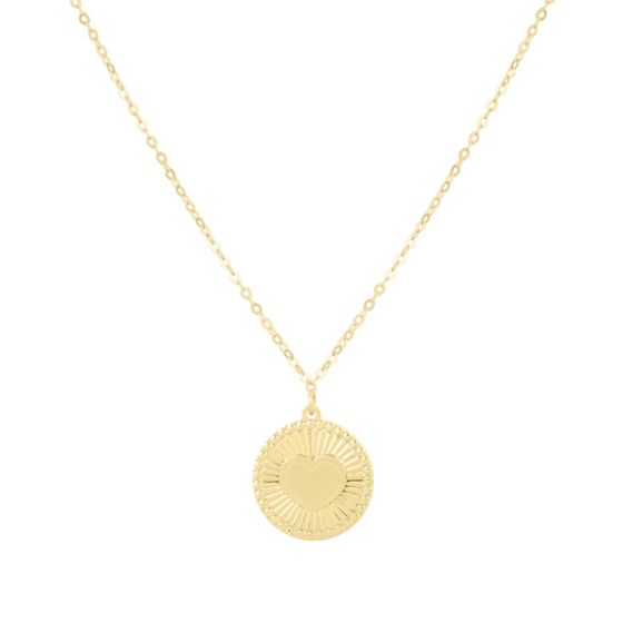 14K Radiating Heart Medallion Necklace 