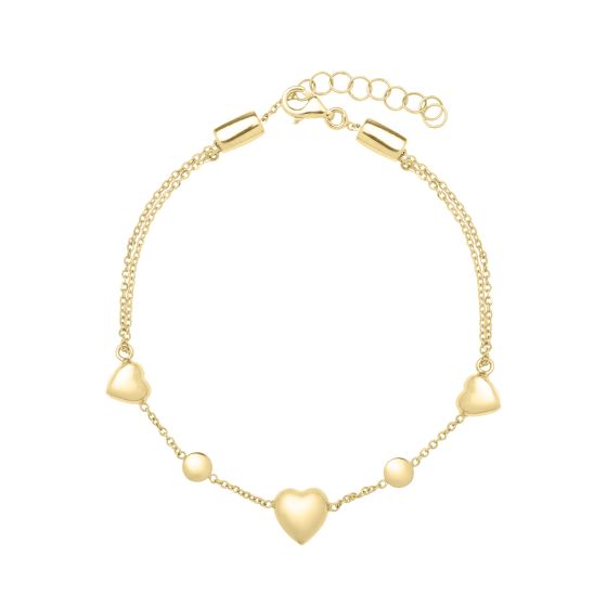 14K Adjustable Puff Heart Bead Bracelet/Anklet