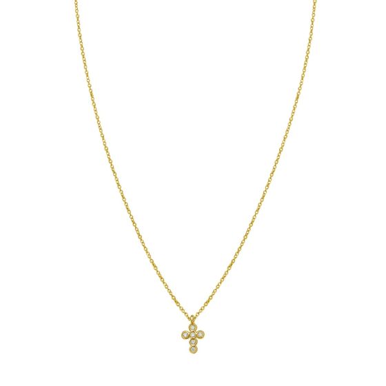 14K Petite Diamond Cross Necklace