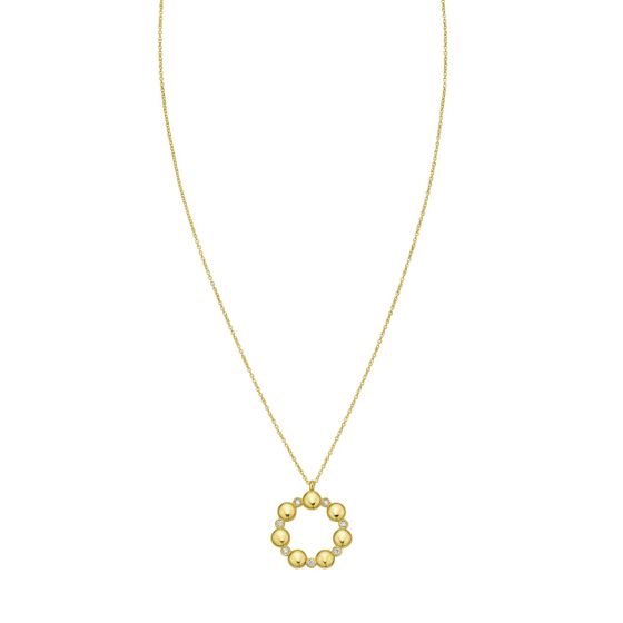 14K Diamond Circle Bauble Necklace