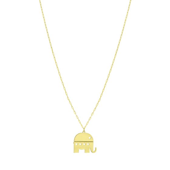 14K Gold Elephant Necklace 