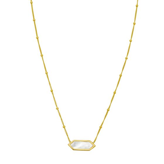 14K Hexagon Mother of Pearl Necklace