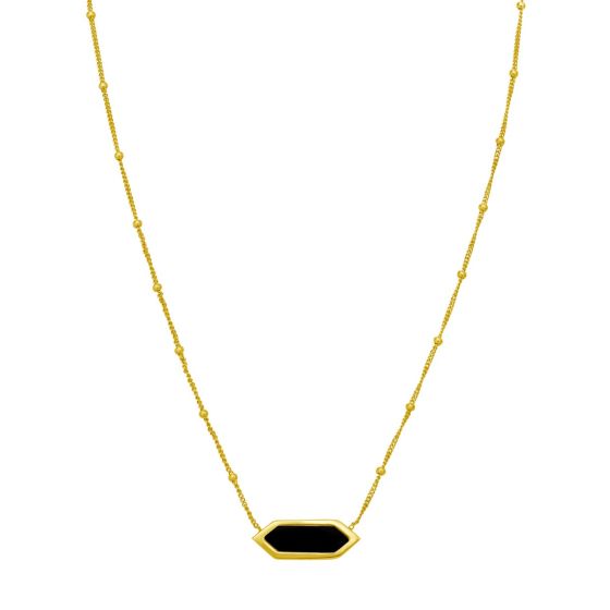 14K Hexagon Onyx Necklace