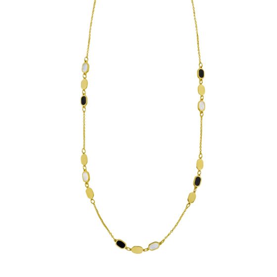 14K Onyx & MOP Inlay Links Necklace