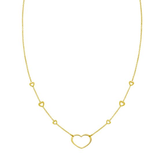 14K Open Heart Station Necklace