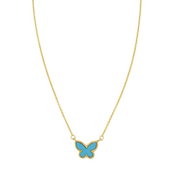 14K Primavera Turquoise Butterfly Necklace