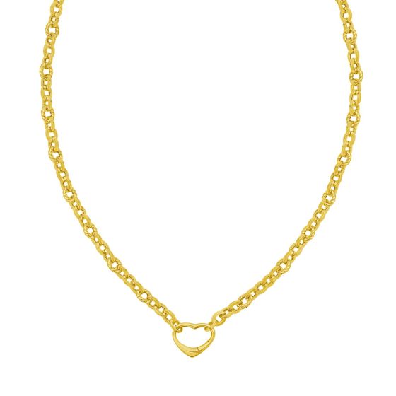 14K Heart Lock Charm Necklace