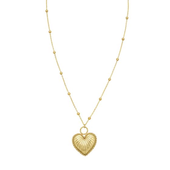 14K Vintage Puffed Heart Necklace