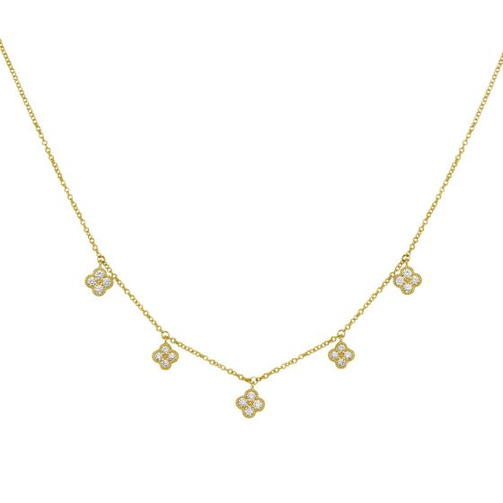 14K Diamond Flower Necklace